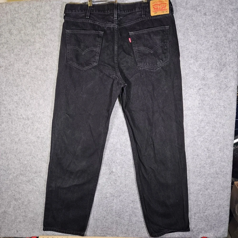 Levis Mens Black 550 Relaxed Fit Denim Jeans Casual Dad 40x34 (actual 40x31.5)
